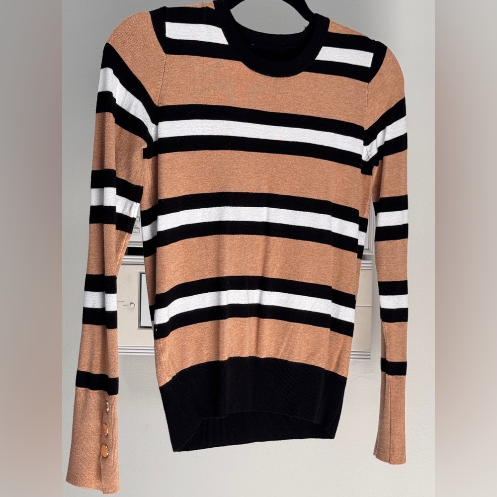 Striped Tan and Black Women's Sweater